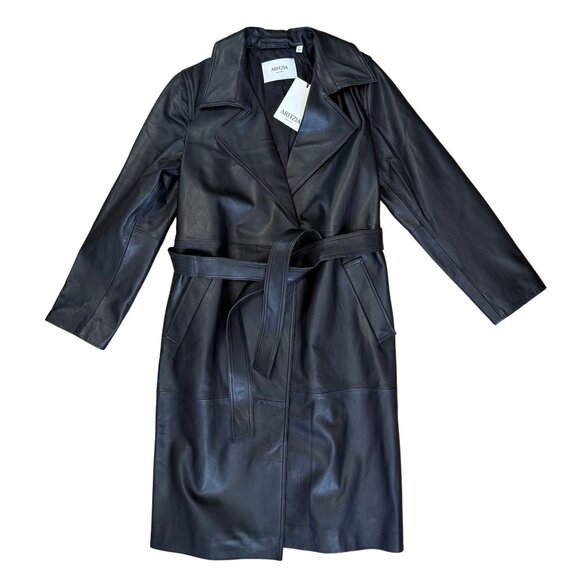 ARITZIA Silva 100% Leather Trench Coat NWT M $698 - Picture 2 of 8